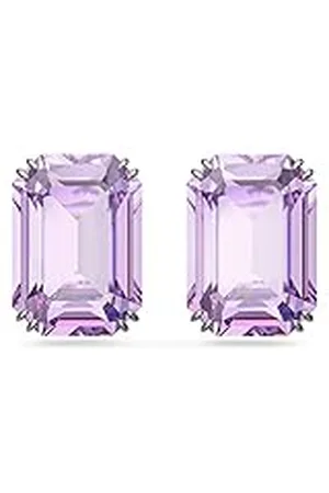 Swarovski Millenia Oorknopjes, Octagon-Slijpvorm, Paars, Rodium Toplaag