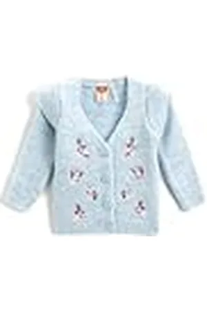Koton Babygirls Flower Embroidered Knit Button Detail V-hals Lange Mouwen Cardigan, , 3-6 Maanden