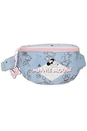 Disney Joumma Tassen Minnie American Darling Etui Schoudertassen Blauw en Roze Perfect voor het organiseren en dragen van potloden en pennen, meerdere compartimenten, riemtas, standaardmaat, heuptas