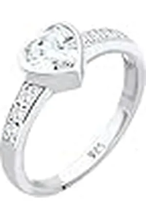 Elli Ring Dames Hart Symbool Verloving met Zirkonia Kristallen in 925 Sterling