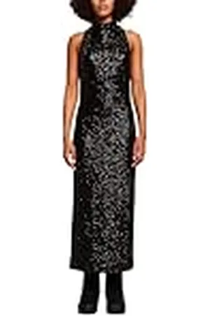 ESPRIT Maxi-jurk met pailletten, zwart, L