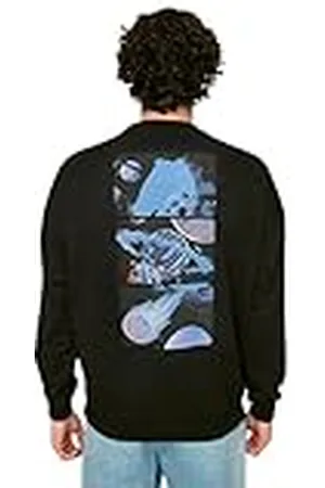 Trendyol Heren Oversize Bicycle Collar Bedrukt Sweatshirt, S