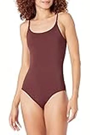 Amazon Badpak uit één stuk met dunne bandjes voor dames, diepbruin, XX-Large