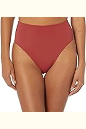 Amazon Dames bikinibroekje met hoge taille en hoge pijpen, baksteenrood, groot