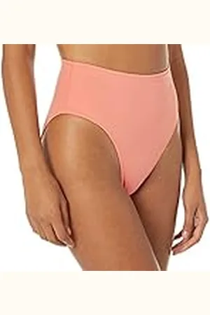Amazon Dames bikinibroekje met hoge taille en hoge pijpen, koraalroze, medium