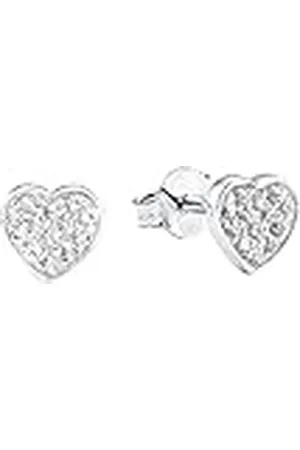 QS by s.Oliver Oorbellen 925 sterling zilveren meisjes kindersieraden, met zirkonia synth., 0,6 cm, zilver, hartje, Wordt geleverd in sieraden geschenkverpakking, 9101870