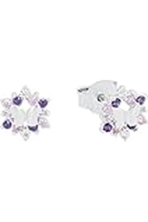Prinzessin Lillifee Oorknopjes 925 sterling zilveren meisjes kinderoorbellen, met zirkonia synth., 0,7 cm, paars, vlinder, geleverd in sieradengeschenkverpakking, 9245598