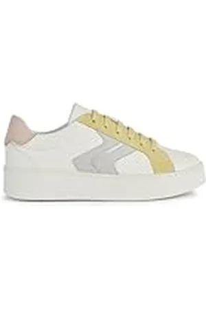 Geox D SKYELY A Sneakers voor dames, Optic White/LT Yello, 37 EU, , 37 EU