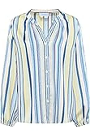 USHA Dames 19623643 Gestreepte Blouse, Blauw Geel Veelkleurig, S