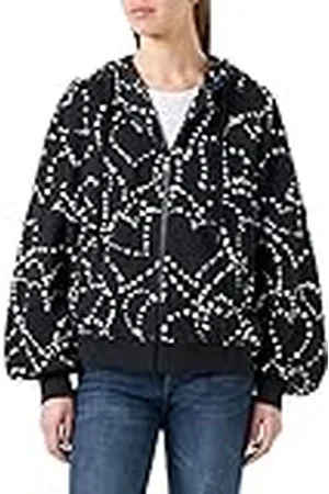 Moschino Oversize Fit Allover Zipped with Storm of Hearts Printed Jacket Dames, , L