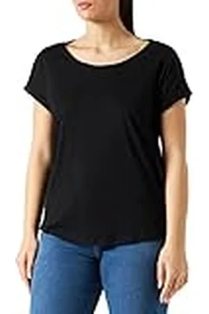 Build Your Brand Dames T-shirt Dames Long Slub Tee, korte mouwen bovendeel voor vrouwen met verlengd rugdeel in of wit, maten XS - 5XL