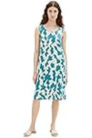 TOM TAILOR Dames 1036803 jurk, 32146-Petrol Big Abstract Design, 40, , 40
