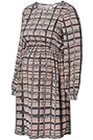 ESPRIT Dames Dress Woven Nursing Long Sleeve Check Jurk, Taupe Grey-056, L
