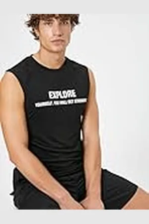 Koton Heren Slogan Printed Crew Neck Mouwloze Sport Tank Top, , L