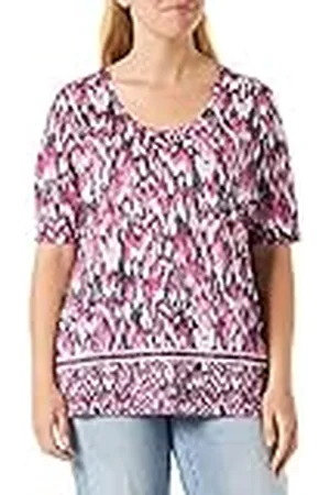 Gerry Weber T-shirt voor dames, met patroon, halve mouw, 1/2 mouw, met patroon, paars/roze/zwarte opdruk, 36