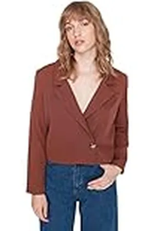 Trendyol Vrouw Normaal dubbele rijen reverskraag geweven stof blazer, , 36