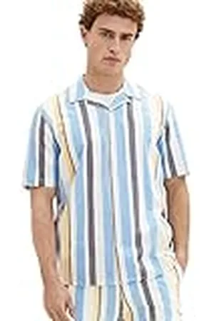 TOM TAILOR Heren Comfort Fit Shirt met korte mouwen met strepen, , S