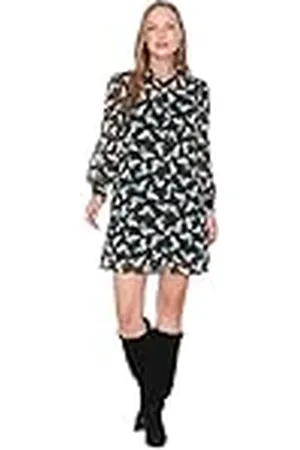 Trendyol Dames Woman oversized midi standaard reverskraag geweven stof maten jurk, , 40