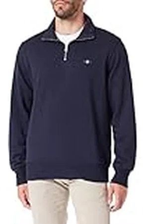 GANT Heren REG Shield Half Zip Sweatshirt, Evening Blue, Standaard, evening blue, S