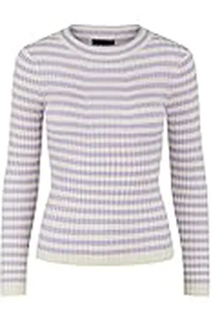 Pieces® Meisjes LPCRISTA LS O-Neck Knit TW NOOS BC pullover, Lavendula/Stripes: W. Birch Stripes, 158