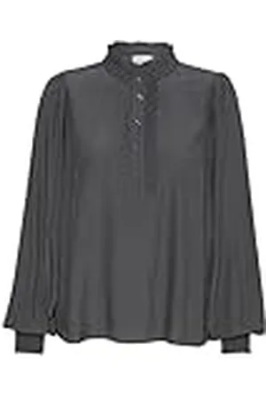 Kaffe Damesblouse Frills Henley Neck Long Sleeves Regular Fit Knopen, , 42