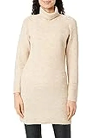 Pieces® PCELLEN LS gebreide jurk met hoge hals voor dames, NOOS BC, witte peper, M