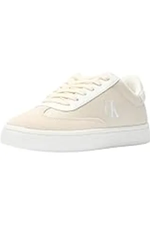 Calvin Klein CK JEANS Dames klassieke Cupsole Low Mix MG WN YW0YW01636 Sneakers, wit (romig wit/helder wit), 6.5 UK, , 39.5 EU