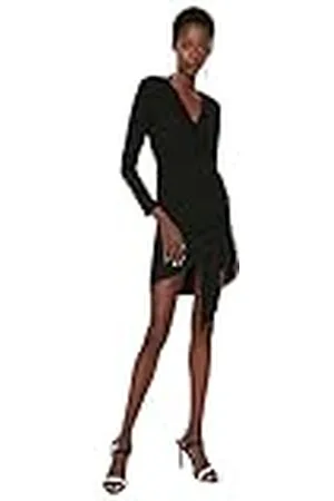 Trendyol Dames Woman Mini Bodycon V-hals geweven stof jurk, , 38