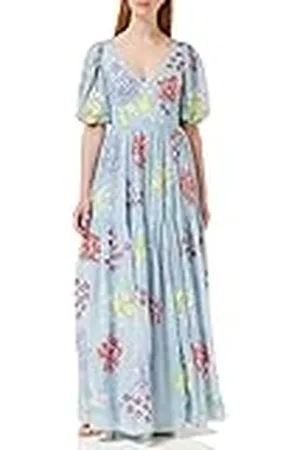 Maya Deluxe Womens Maxi Jurk Dames V-hals Open Terug Cape Mouw Jurk voor Bruiloft Gast Bruidsmeisje Zomer Prom Ball Occasion Maat 16 UK, , 42