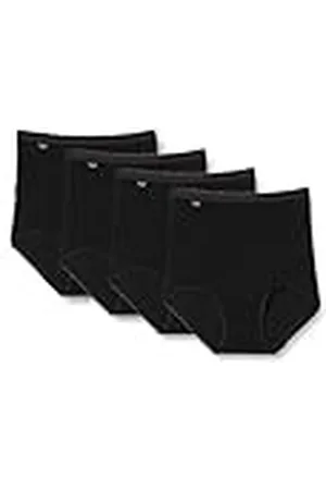 Sloggi Dames 4 Pack Zero Feel High Waisted Cheeky Katoenen Ondergoed of Slipje voor Dames Basic Maxi Slips, Zwart, S