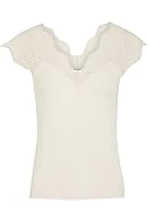 Morgan Dena.N Tanktop voor dames, met brede bandjes van kant, ivoorkleurig, TXS, , XS