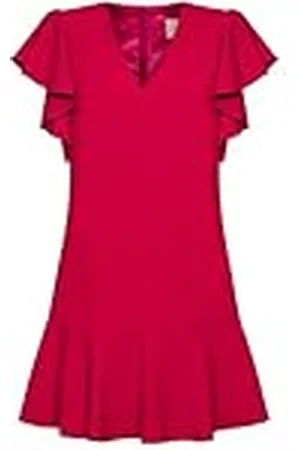 Swing Megan cocktailjurk voor dames, feestelijke jurk, partyjurk, zomerjurk, avondjurk, ruches, vrijetijdsjurk, mini-jurk, elegante jurk, V-hals, korte mouwen, , XL