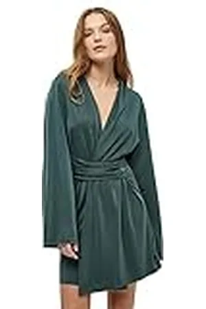 Minus Dames Katie Wrap Lange Mouw Korte Modale Jurk, 4112 Jungle Groen, XL