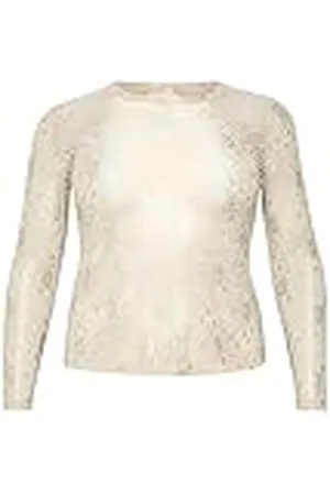 Kaffe Plus-Size T-shirt voor dames, lange mouwen, slim fit, ronde hals, nylon, damestop, , L