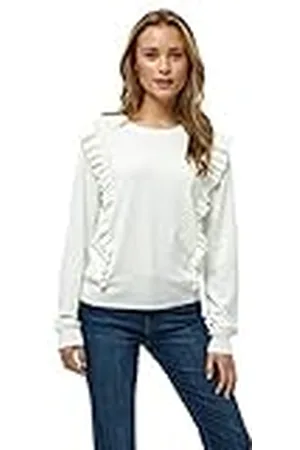 Minus Vesia gebreide trui met ruches | Witte truien voor dames VK | Lente dames truien | Maat L
