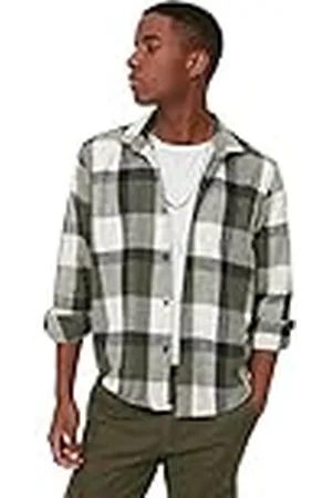 Trendyol Heren Khaki Male Lumberjack Regular Shirt, S