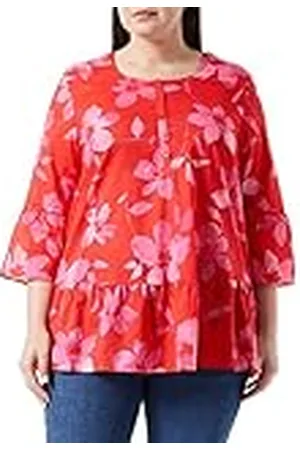 Samoon Dames 260051-21071 blouse, Power Red met patroon, 42, , 42