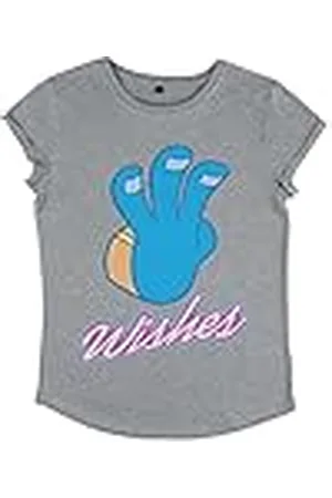 Disney Dames Wreck-It Ralph 2-3 Wishes Organic Roll Sleeve T-Shirt, Melange Grey, XL, , XL