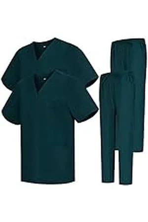 MISEMIYA Uniform Scrub Set Unisex Bz-2-6801-6802, Set van 2, Groen, Maat S