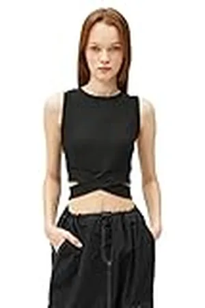 Koton Dames taille detail ronde hals geribbelde crop tanktop, , XS