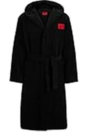 HUGO BOSS Terry Gown ochtendjas met capuchon van katoenen terry met rood logo-label, , L