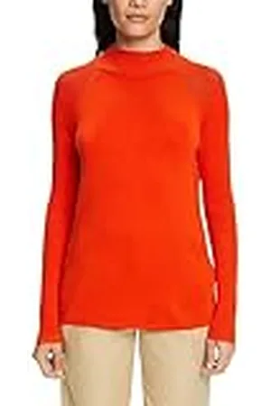 ESPRIT Pullover met opstaande kraag, Lenzing EcoVero, Bright Orange, XL