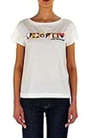 Moschino Dames Boxy fit Short-Sleeved T-shirt, optisch wit, 46, , 46
