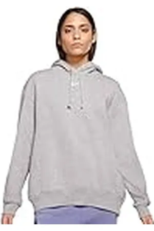 Nike W NSW ESSNTL CLCTN FLC OS HD sweatshirt met capuchon, donkergrijs heather/base grey/(wit), XS voor dames