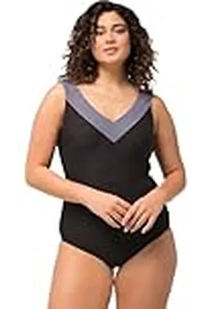 Ulla Popken Selma badpak voor dames, grote maten, grijs kruis, , 48
