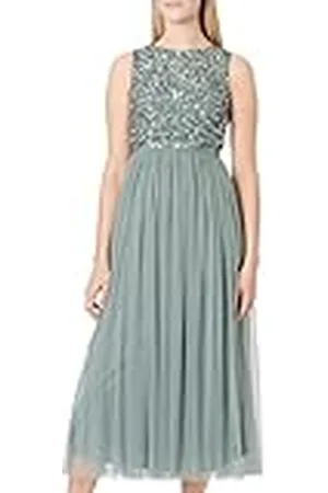 Maya Deluxe Damesjurk met versiering van midaxi bruidsmeisje, mistig groen, 12