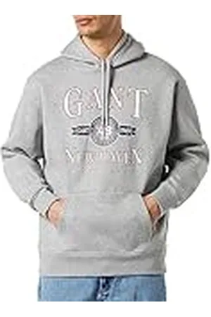 GANT Retro Crest Hoodie voor heren, grijs melange, standaard, , L