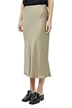 Minus Kamia Midi Rok | Beige Rokken voor Dames UK | Lente Dames Rokken | Maat 18