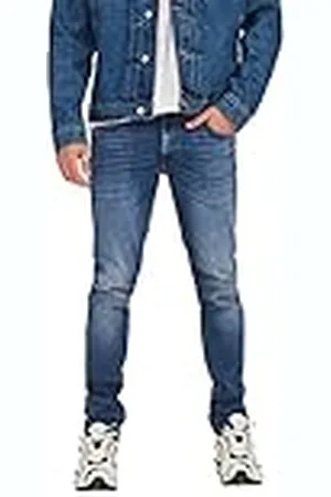 Only & Sons Heren O&S Slim Fit Jeans Vernietigd Denim Broek ONSLOOM Gebruikte Versmalt Broek Stretch Pantalon, Colour: , Size:29W / 30L