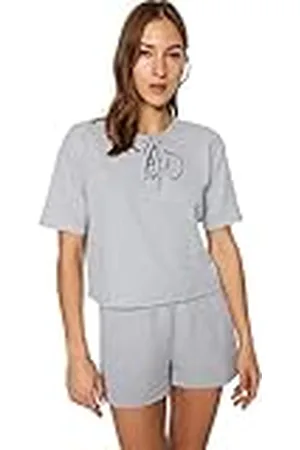 Trendyol Dames Loungewear Relaxed Standaard Ronde Hals Geweven Blouse, , XL